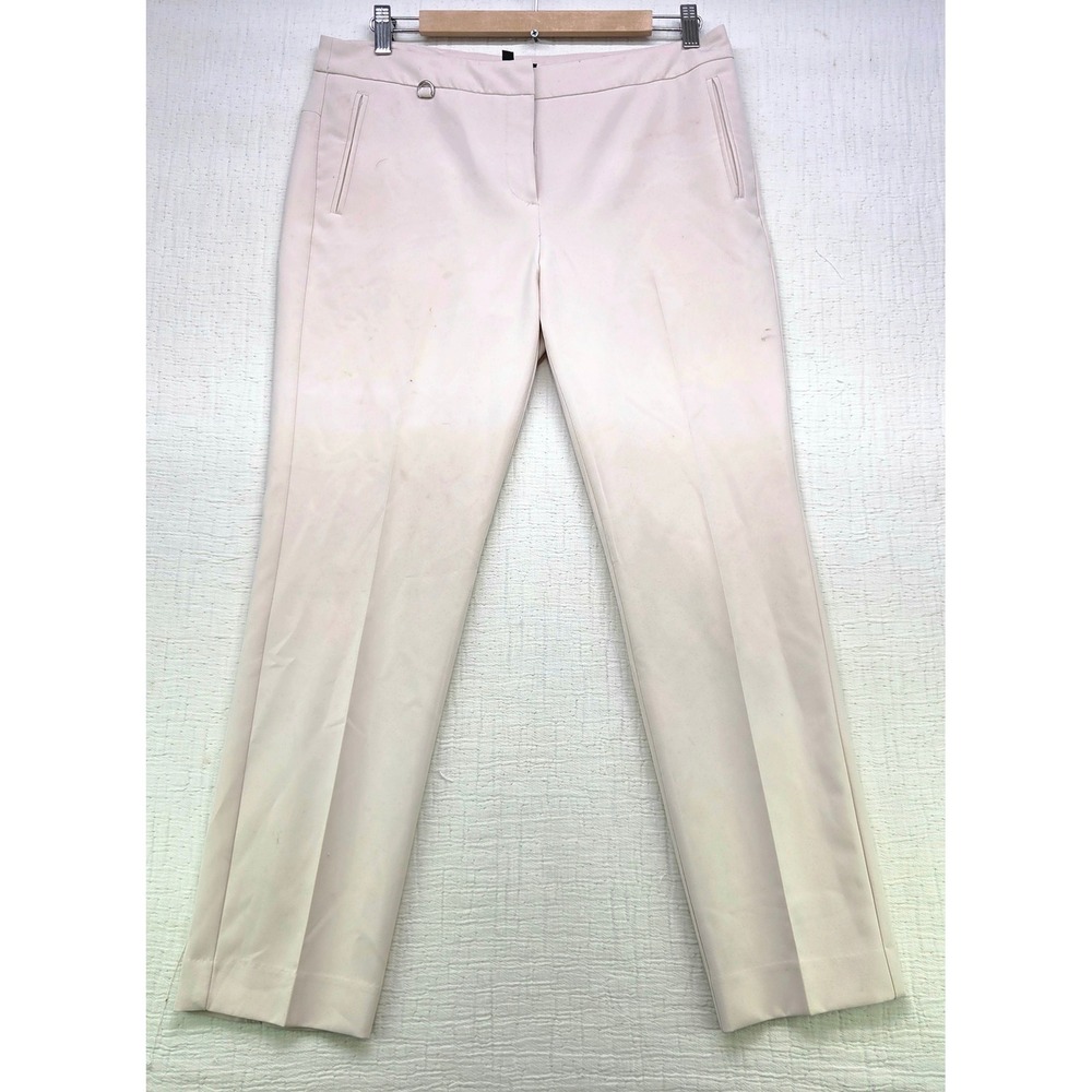 Adrianna Papell Womens Straight Leg Dress Pants Cream Beige Size 8 Professional